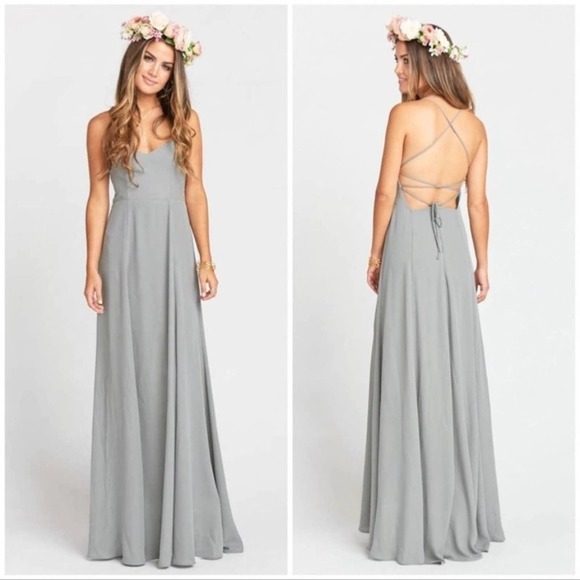 SMYM Godshaw Goddess Gown sz Small Soft Charcoal Crisp (Gray) Lace Up Back - Picture 6 of 12